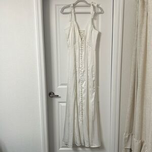 V Chapman white silk maxi dress